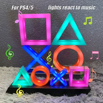 Новост за PS4/PS5, значка светкавица настроението, моделиране гласов контрол, декоративна лампа, къща, цветни светлини, детска стойка, led играта