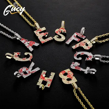 GUCY, червени Букви A-Z, окачване с веревочной на веригата, огърлица, комплект дамски/мъжки модни бижута в стил хип-хоп