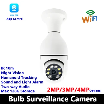 Безжична WiFi Камера за Видеонаблюдение V380 HD 2MP 3MP 4MP с Крушка Подкрепя Съхранение на Max128G, Откриване на Мола, Проследяване на Хуманоиди