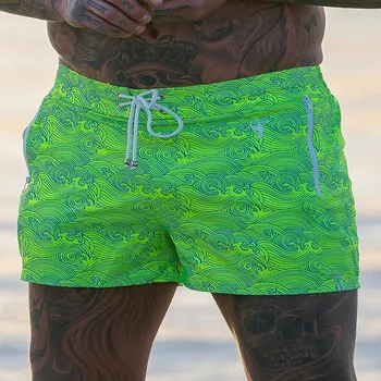 Мъжки плажни панталони, летни ежедневни панталони, морски бързо съхнещи панталони, спортни никелови панталони големи размери, панталони с цветен модел