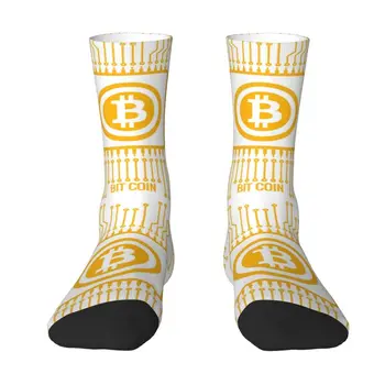Готини мъжки чорапи за майнинга биткойнов с процесор Унисекс, удобни чорапи за екипажа криптовалюты с 3D принтом БТК, блокчейн