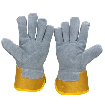 Защитни Зимни Работни Ръкавици RJS От сива телешка Кожа, Работни Заваръчни Ръкавици, Защитни МОТО-Износоустойчиви Ръкавици NG7036