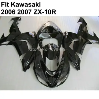 Каросерия комплект за Kawasaki Ninja обтекател ZX10R 2006 2007 лъскаво черен комплект обтекателей ZX-10R 06 07 BN19