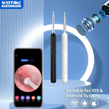 NATFIRE NP20 Smart Ear Cleaner Отоскоп Инструмент За Премахване на ушна кал с Камера Ушния Ендоскоп 1080P Комплект за iPhone, iPad и Android